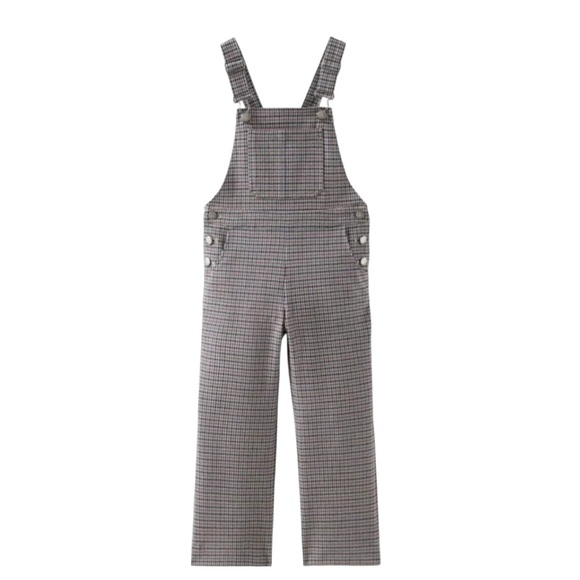 Zara Gray Houndstooth Overall Girls Size 10 140cm - Picture 2 of 6